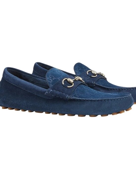 Authentic Gucci Luxury Suede GG Horsebit Driving Loafer Moccasin Size UK 11 main image 8
